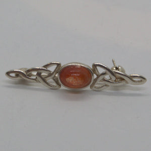 Celtic silver Sunstone brooch