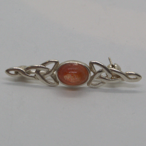 Celtic silver Sunstone brooch