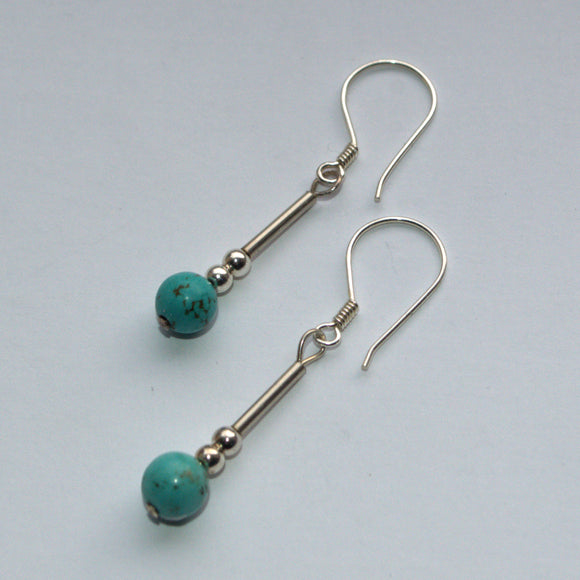 silver and Turquoise bead earrings