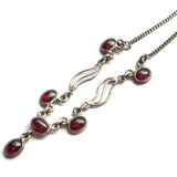 vintage art nouveau Garnet and silver necklace