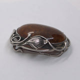 hallmarked dark Amber silver brooch