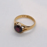 Chester hallmark 18ct gold Garnet ring