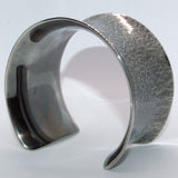 flared textured heavy silver bangle