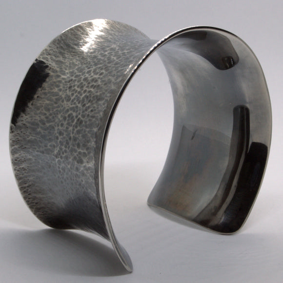 hammered silver open cuff bangle