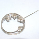 silver arts and crafts brooch with pin open