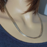 liquid silver multi strand necklace