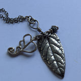 silver leaves and berry pendant necklace