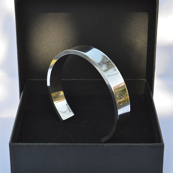 silver cuff bangle rectangular anticlastic