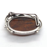 silver Amber brooch reverse view