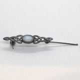 Antiqued silver White Opal Celtic brooch