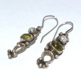 vintage Peridot Pearl silver drop earrings