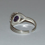 Amethyst and silver ring reverse view