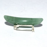 Jade and silver crescent moon brooch