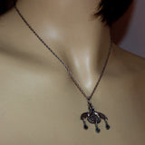 vintage triple drop silver pendant necklace