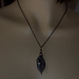 silver leaf and beetle pendant