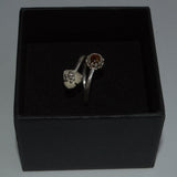 Amber silver flower ring in gift box