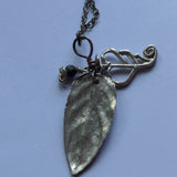 silver leaf pendant necklace reverse