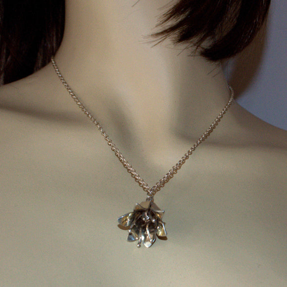 silver botanical pendant necklace