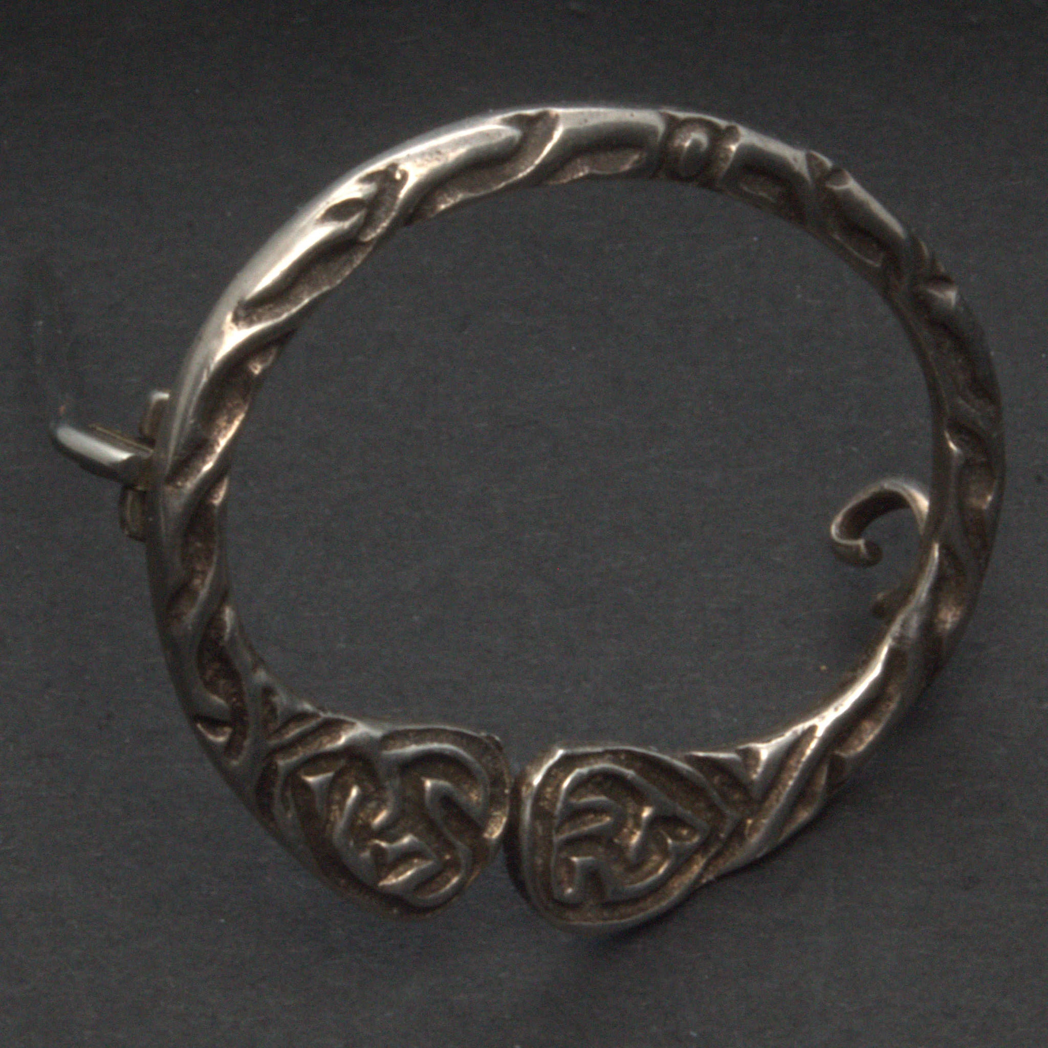 Antique Celtic Style Penannular Silver Bronze Pin Pendant Clasp