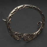 Celtic silver penannular brooch with pin open