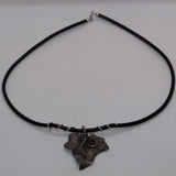 silver ivy leaf and vines on leather necklet