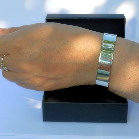 open cuff bangle solid silver