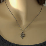 silver oak leaf pendant necklace