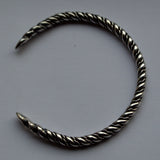 open hand forged twisted silver bangle