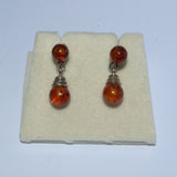 vintage Amber and silver drop earrings