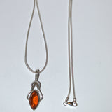Amber and silver Celtic pendant necklace