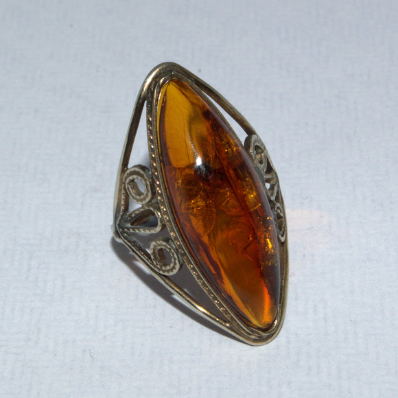 vintage Amber and silver ring