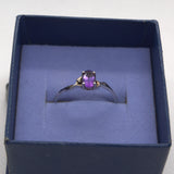 Amethyst and silver leaf ring