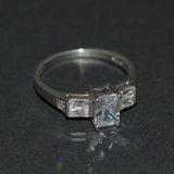 Art Deco style silver and clear stone ring