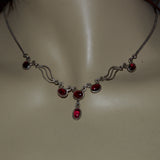 Garnet and silver art nouveau necklace
